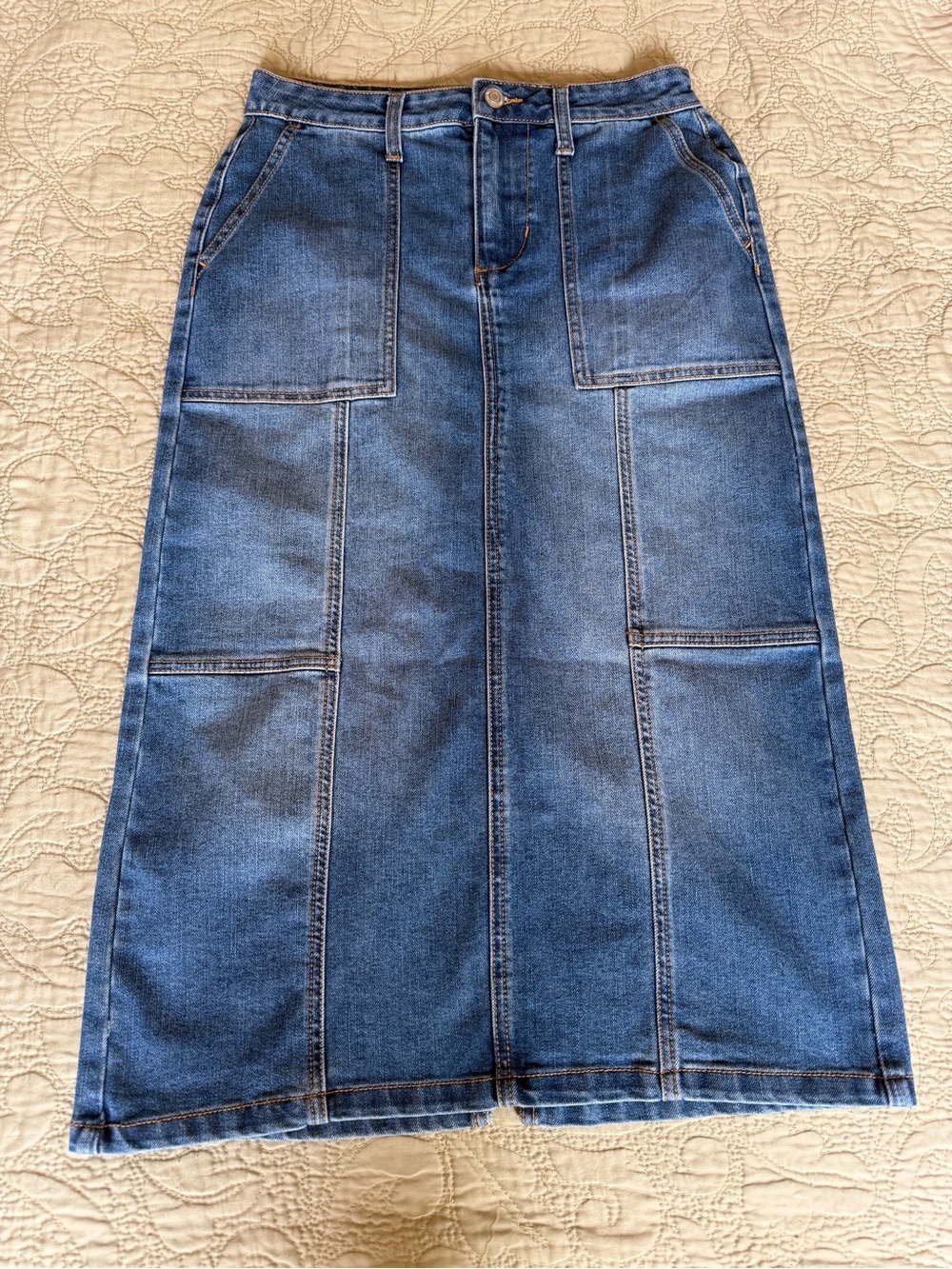 Time and Tru Denim Cargo Midi Skirt Utility Workwear Y2K Vintage Inspired, S
